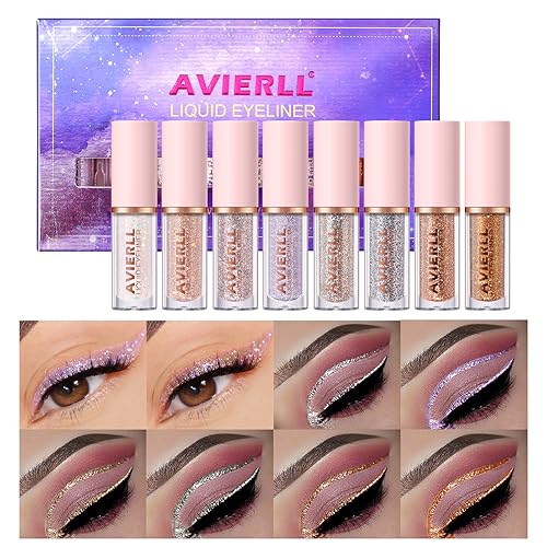 AVIERLL Eyeliner mit Glitzer, wasserfest, glänzend, langanhaltend, leicht zu färben, ohne Flecken, langhaltendes Augen-Make-up, S von AVIERLL