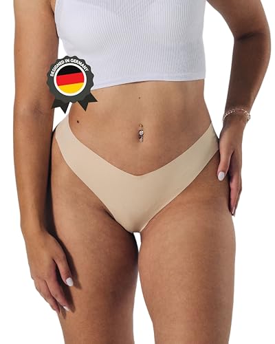 AVINIQUE Nahtloser Tanga String Damen| Unsichtbare Frauen Unterwäsche| No Show Underwear Thongs Women Panties Seamless| Atmungsaktiver Slip (DE/NL/SE/PL, Alphanumerisch, S, Regular, Regular, 1, Nude) von AVINIQUE