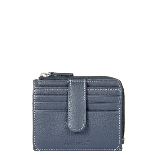 AVIREX Houston Linie aus Leder. Kreditkartenetui. Geldbörse aus Rindsleder, mit RFID-Schutz. Kompakt, funktional, praktisch. Größe geschlossen: 11,5 x 9,0 x 2,0 cm., Marineblau, Dimensione chiuso: Cm. von AVIREX