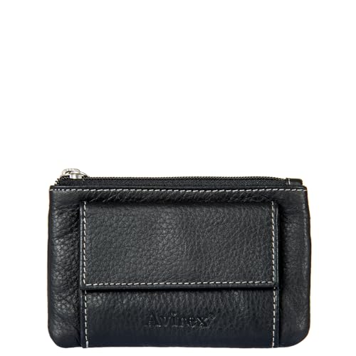 AVIREX Houston Linie aus Leder. Schlüsselanhänger. Schlüsselanhänger aus Rindsleder. Maße geschlossen: 10,0 x 7,0 x 1,5 cm, Schwarz , Dimensione chiuso: Cm. 10,0x7,0x1,5, Zeitgenössisch von Avirex