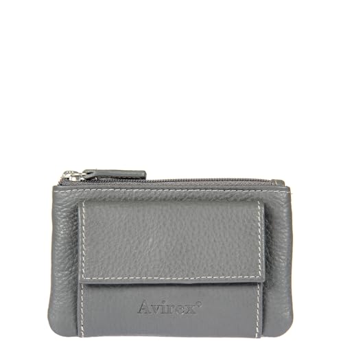 AVIREX Houston Linie aus Leder. Schlüsselanhänger. Schlüsselanhänger aus Rindsleder. Maße geschlossen: 10,0 x 7,0 x 1,5 cm, grau, Dimensione chiuso: Cm. 10,0x7,0x1,5, Zeitgenössisch von Avirex