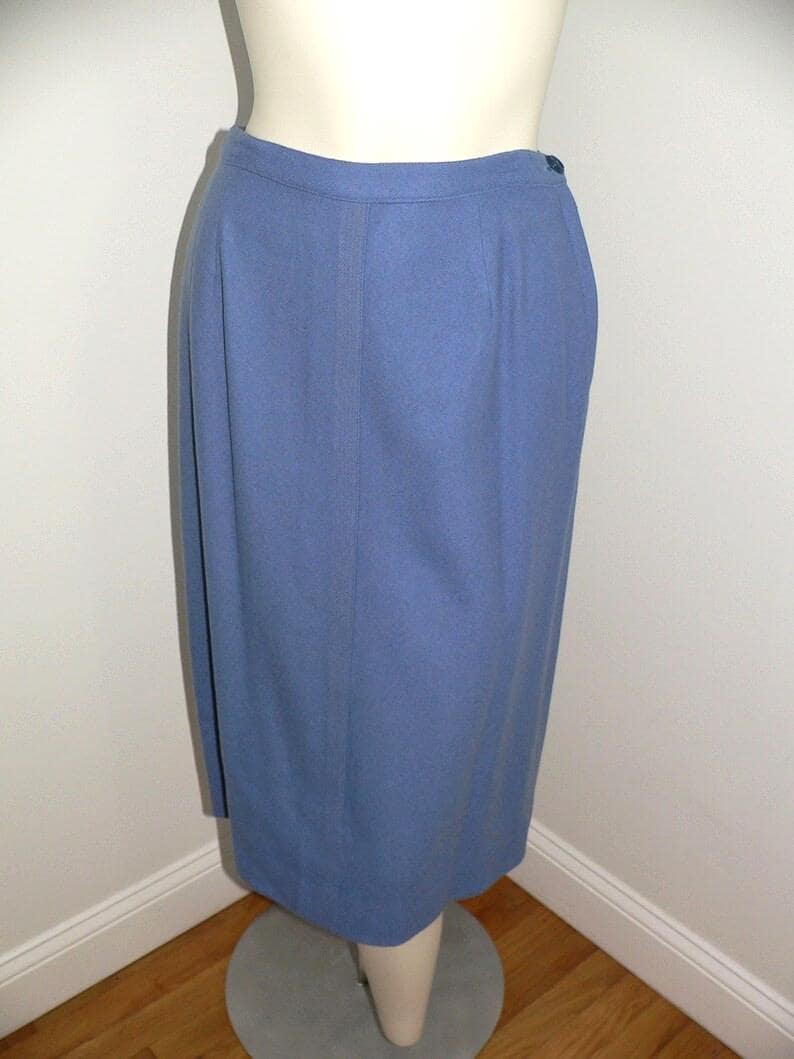 1950Er - 60Er Jahre Peck & Rock Aus Taubenblauer Wolle von AVIVB