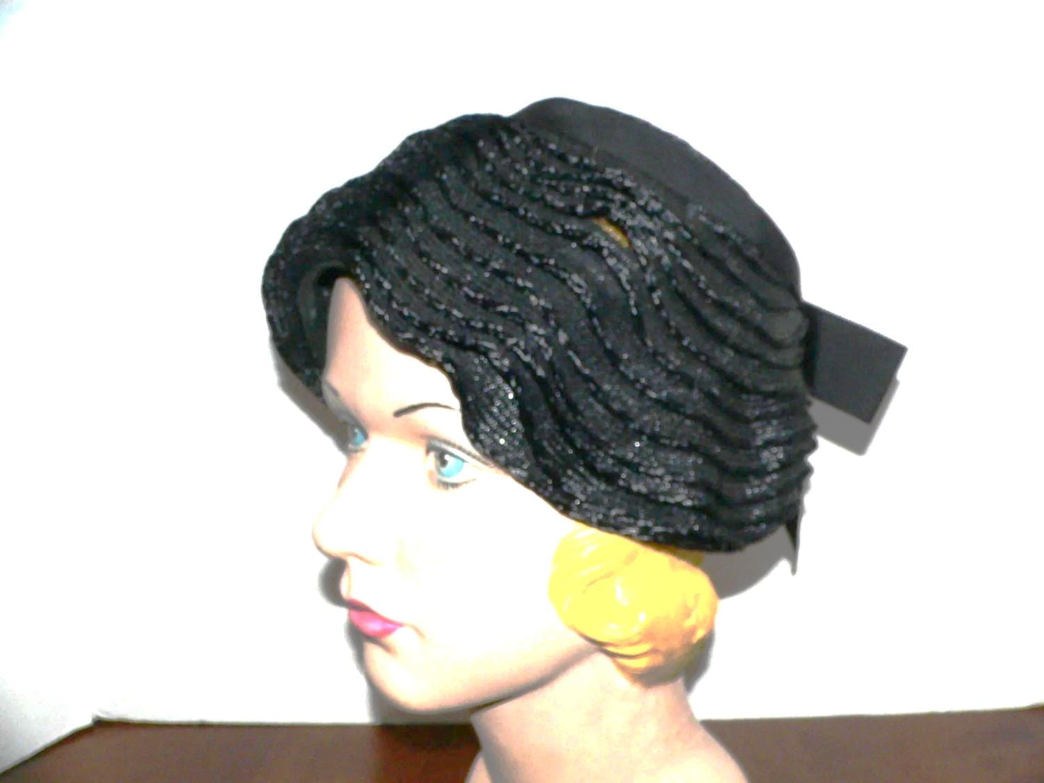 1960Er Mr John Jr Schwarzer Strohhut Mit Zierband von AVIVB