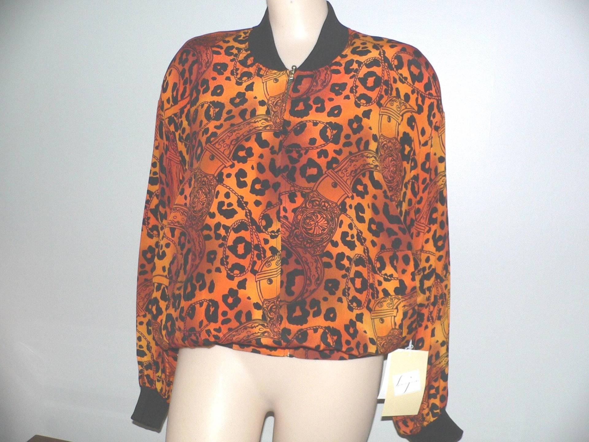 1980Er Jahre Seide Animal Print Bomber Style Jacke Von Spenser Jeremy New With Tags von AVIVB