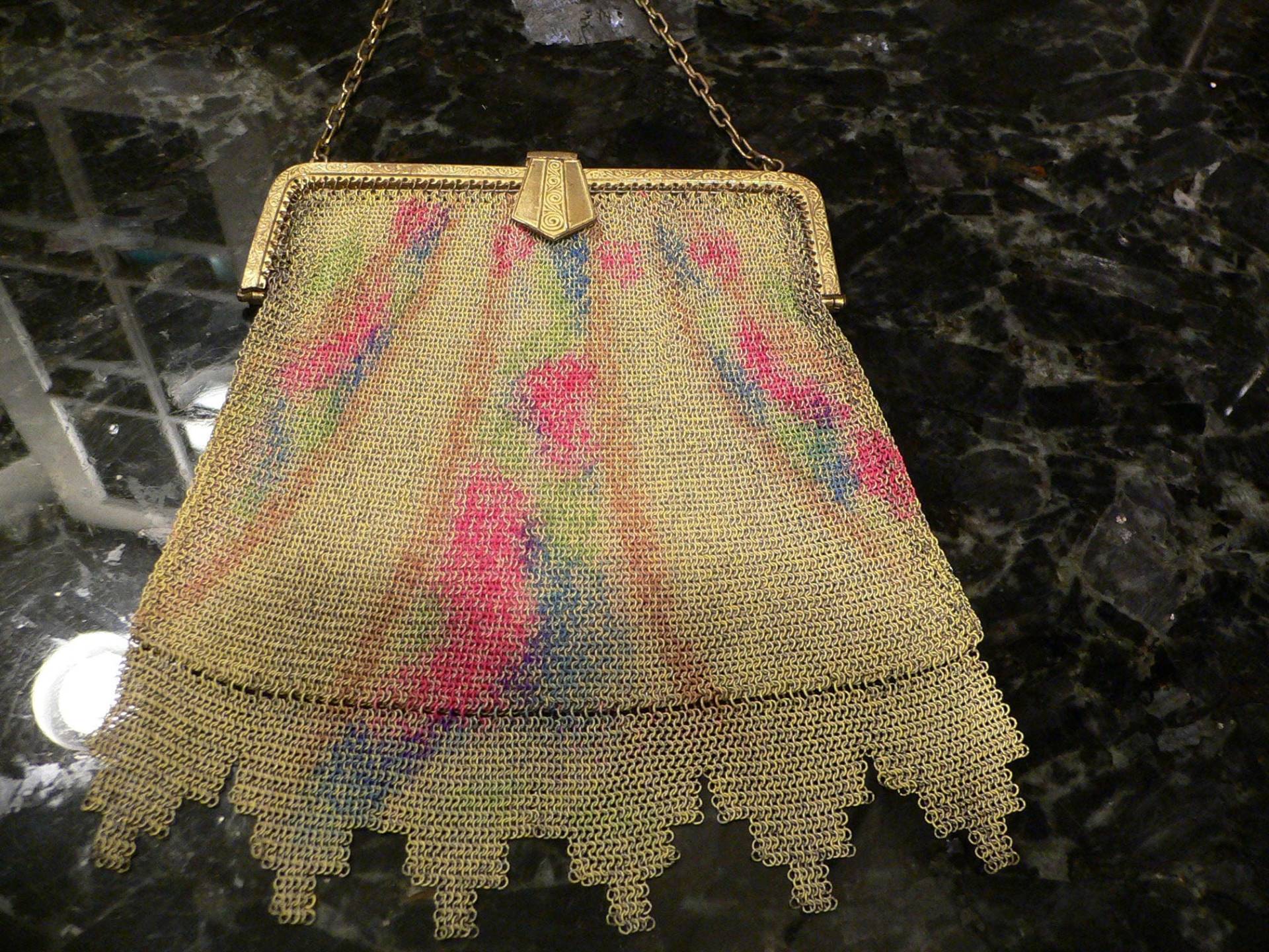 Antike 1910 - 20Er Jahre Fein Bemalte Mesh Geldbörse, Made in Germany von AVIVB