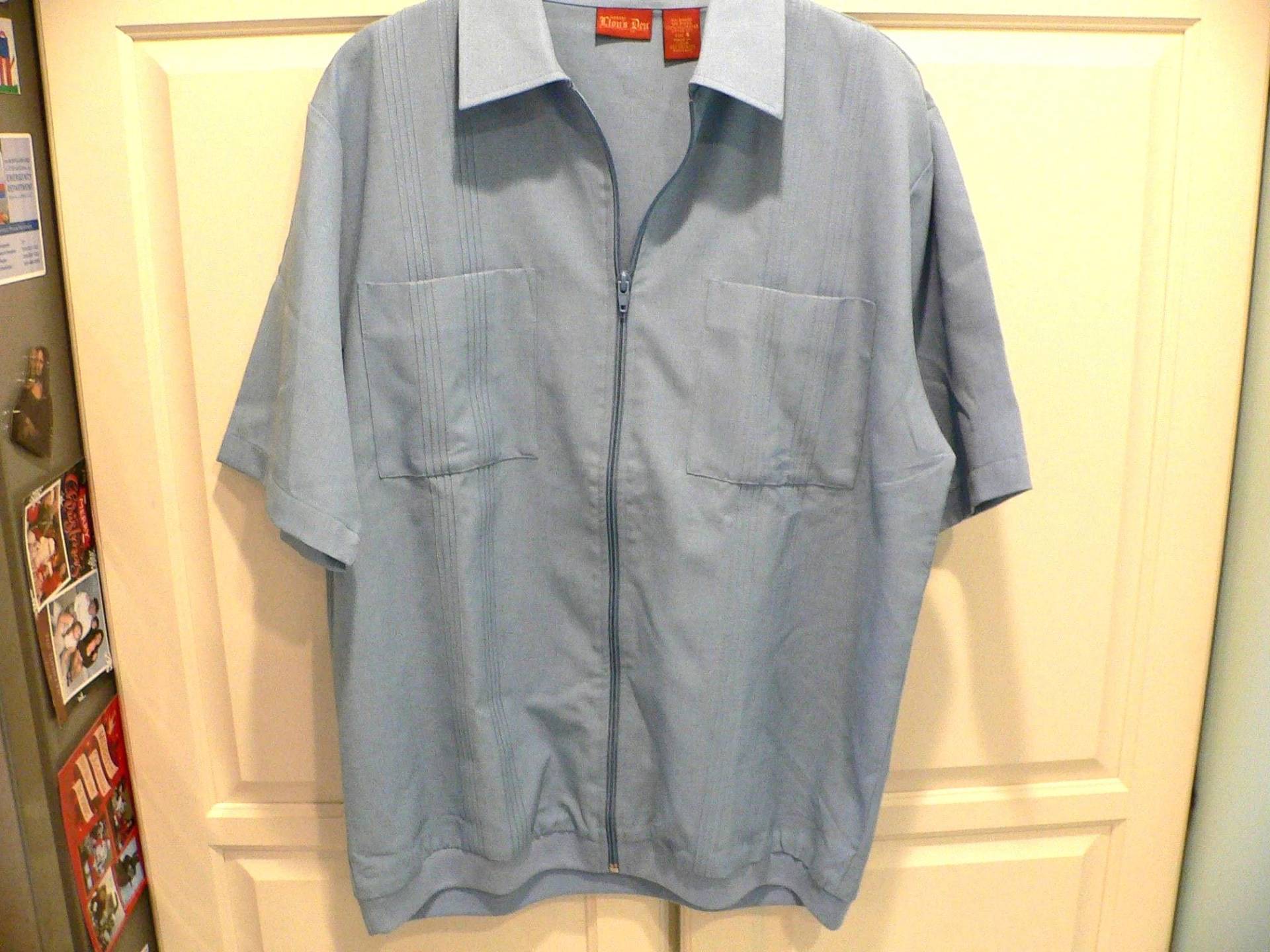 Vintage Lion's Den Zip Front Gebändert Poloshirt - New Old Stock Blau von AVIVB