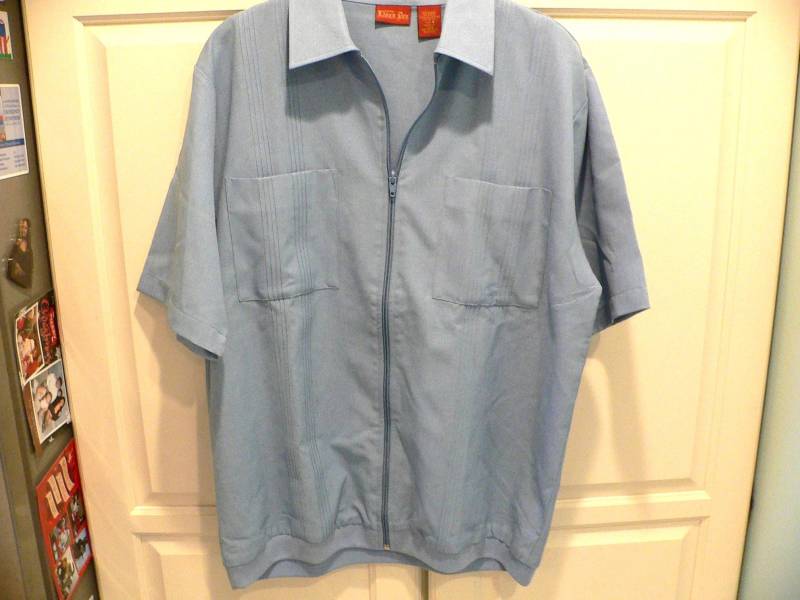 Vintage Lion's Den Zip Front Gebändert Poloshirt - New Old Stock Blau von AVIVB