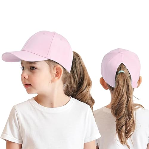 3-8 Jahre Kinder Baseballkappe mit Pferdeschwanz für Mädchen Jungen Golf Visor Hut Basecap Sonnenblende Hut UV-Schutz Schirmmütze Sommermütze Junior Sommerhut Tennis Kappe Sonnenhut Visier UPF 50+ von AVJERA