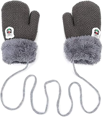AVJERA 1-3 Jahre Baby Winter Handschuhe Kinder Gestrickte Fäustlinge Warm Verdickte Kinderhandsche Fausthandschuh mit Schnur Outdoor Weich Winterhandschuhe Skihandschuhe Handwärmer für Jungen Mädchen von AVJERA