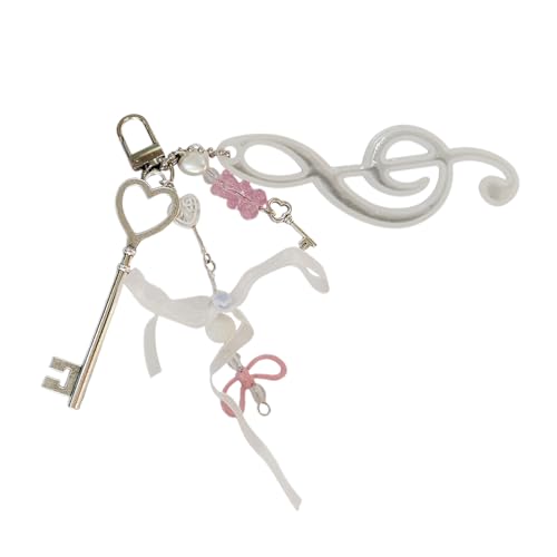 AVKGCZ Fashion Bowknot Notiz Keychain Cartoon Hanging Anhänger Musiksymbol Anhänger Schlüssellornament Für Den Täglichen Gebrauch Harzschlüsselkette Geeignet von AVKGCZ