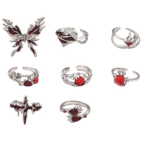 AVKGCZ Mode 8 Stück Set Verstellbares Schmetterling Herzkreuzt Ringe Set Fashion Robust AVKGCZ Mode 8 Stück Set Verstellbares Schmetterling Herzkreuzt Ringe Set Fashion Robust von AVKGCZ