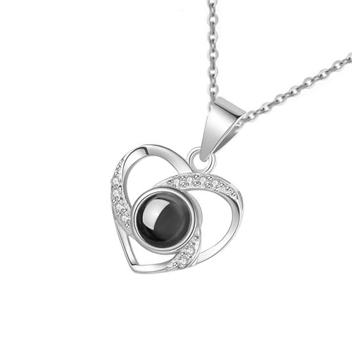 AVKGCZ Mode Halskette Einfache Herz Halskette Projektion Edelstahltextur Geeignet Für Paare Und Liebhaber Präsentieren Sie Paare Schmuckstücke von AVKGCZ