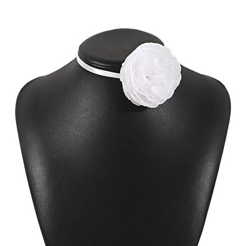AVKGCZ Schöne Stoff Blumenkragen Halskette Stilvolle Halskette Verstellbarer Halsstück Für Modische Vorwärts Individuen Statement Halskette von AVKGCZ