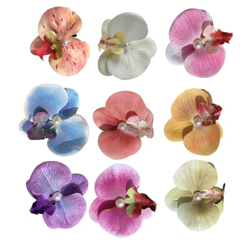 AVKGCZ Set Von 9 Orchideen Blumenhaar Barrettes Robuste Vielseitige Modezubehör Haarschleife Für Stilvolle Hochsteckfrisur von AVKGCZ