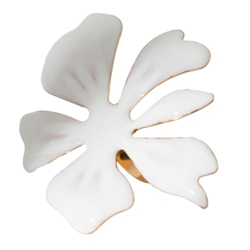 AVKGCZ Stilvolle Verstellbare Offene Ringe Mit Big Pearls Flower Statement Hochzeitsfeier Finger Ringe Stylish Birthday Jewelry Geschenkparty Accessoire von AVKGCZ