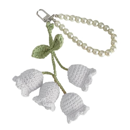 AVKGCZ Stilvoller Schlüsselbund Mit Gehäkelten Blumencharmanhänger Für Schlüssel Oder Rucksack Birnen Kettenkettenschlüsselung Für Modeliebhaber Keychain Für Mädchen von AVKGCZ