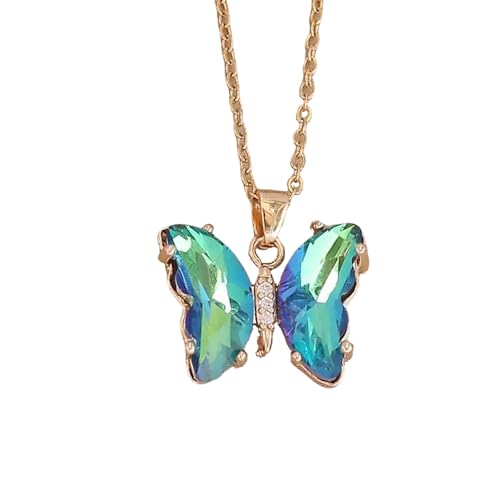 AVKGCZ Stylish Alloy Butterfly Halskette Mit Funkelnder Zirkonia Verzierung Perfekt Für Mädchen Und Reife Damen Modische Neckpieze von AVKGCZ