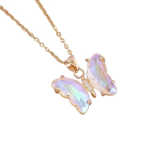 AVKGCZ Stylish Alloy Butterfly Halskette Mit Funkelnder Zirkonia Verzierung Perfekt Für Mädchen Und Reife Damen Modische Neckpieze von AVKGCZ