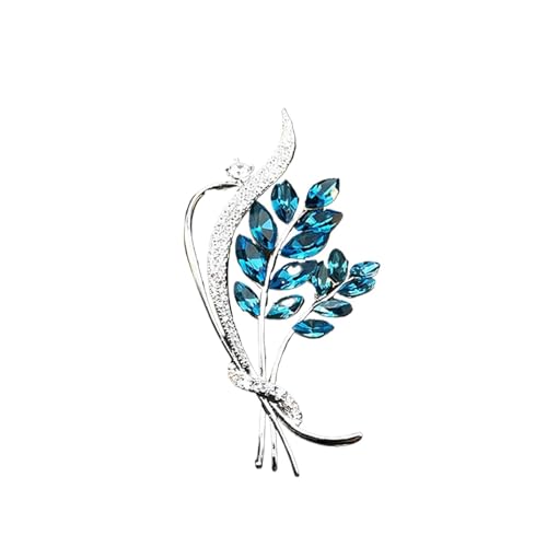 AVLUZ Blaue Blumenstrauß-Brosche, luxuriöses Design, künstliche Kristallbroschen, Anstecknadel, elegante Kleidung, Hut, Tasche, Anstecknadel, Zubehör for Frauen und Mädchen von AVLUZ