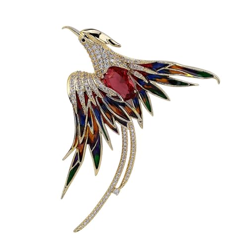 AVLUZ Emaille-Phoenix-Brosche, luxuriöses Design, Tierbroschen, Anstecknadel, Persönlichkeit, Kleidung, Hut, Tasche, Zubehör for Frauen und Mädchen (Color : A) von AVLUZ