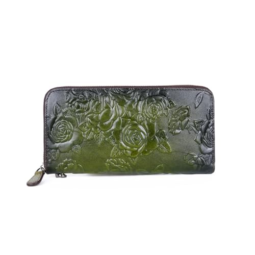 AVLUZ Leder-Geldbörse for Damen, Vintage-Prägung, Clutch-Geldbörse, Geldschein-Clip, Kartenhalter, Organizer (Color : C) von AVLUZ