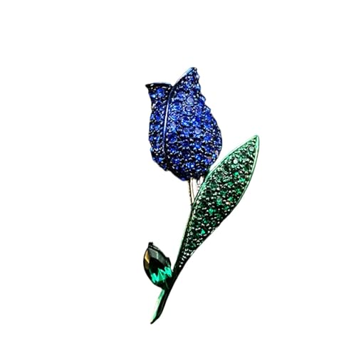AVLUZ Retro-Tulpen-Brosche, luxuriöses Design, Blumen, Corsage, Broschen, Anstecknadel, Kleidung, Hut, Tasche, Zubehör (Color : Blue) von AVLUZ