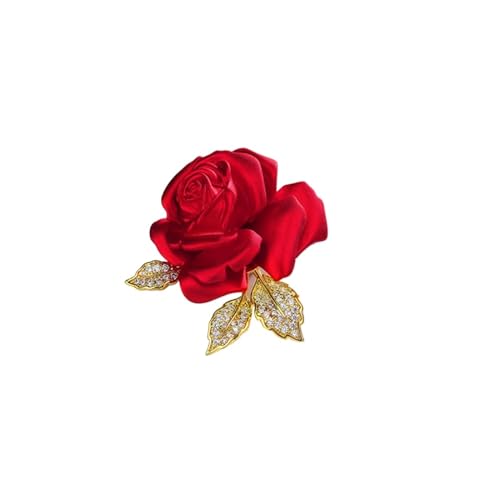 AVLUZ Rote Rosen-Brosche, luxuriöses Design, Blumen-Corsage-Broschen, Anstecknadel, Kleidung, Hut, Tasche, Zubehör for Frauen und Mädchen von AVLUZ