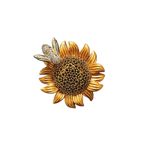 AVLUZ Sonnenblumen-Bienen-Brosche, Zirkon-Corsage-Broschen, Anstecknadel, Persönlichkeit, Kleidung, Hut, Tasche, Zubehör for Frauen und Mädchen von AVLUZ