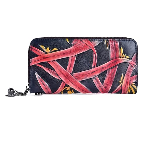 AVLUZ Vintage-Geldbörsen aus echtem Leder for Damen, modische Clutch-Geldbörse mit Prägung, handgefertigter Kartenhalter-Organizer (Color : C) von AVLUZ