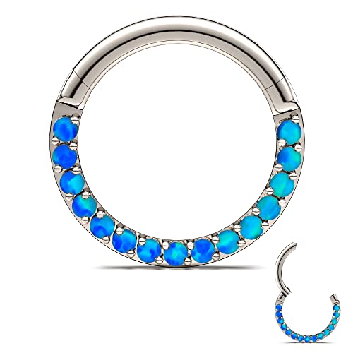 AVNIS Nasenpiercing Ring Hoop - Premium Edelstahl Scharnier Nasenring Hoop ¬- 16G Opal Stein Septum Ring - Stilvolle Tragus Ohrringe für Frauen - Vielseitiger Nasenpiercing Schmuck von AVNIS