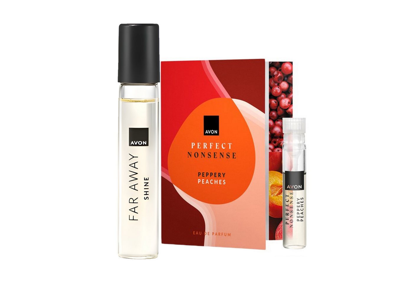 AVON Cosmetics Eau de Parfum FAR AWAY SHINE Taschenspray 10 ml, 2-tlg., Kompakter Duftspray mit floraler Eleganz und fruchtiger Frische von AVON Cosmetics