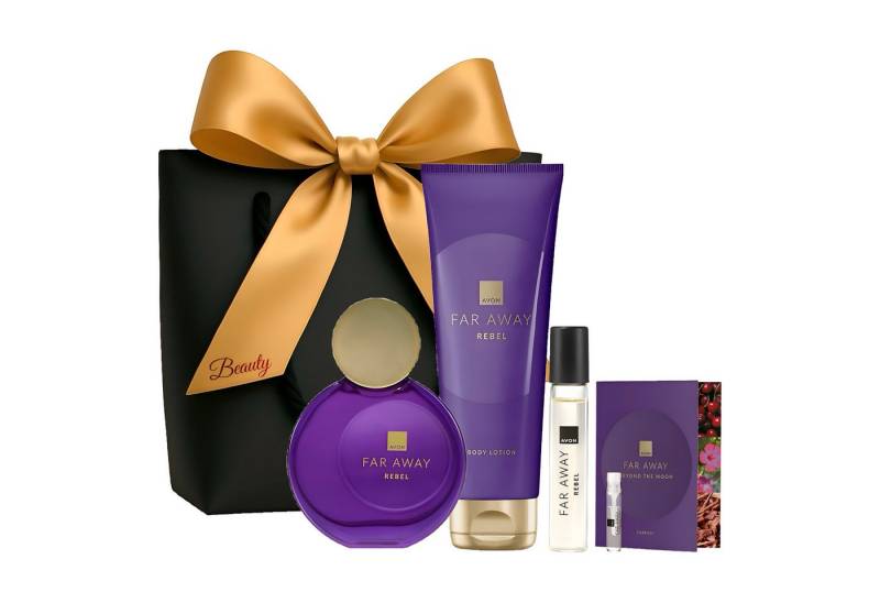 AVON Cosmetics Eau de Parfum Far Away Beyond The Moon Set – EdP 50 ml + Bodylotion + Geschenk, 4-tlg., Luxuriöses Geschenkset mit Parfum, Lotion, Spray und Duftprobe von AVON Cosmetics