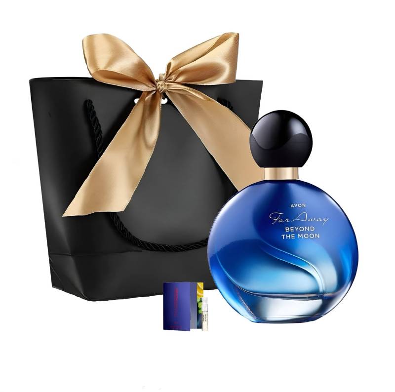 AVON Cosmetics Eau de Parfum Far Away Beyond the Moon Taschenspray Geschenkset Frauen Duft, 2-tlg., Mondinspiration, Belle De Nuit-Blüte, Nachhaltige Weiße Blume von AVON Cosmetics