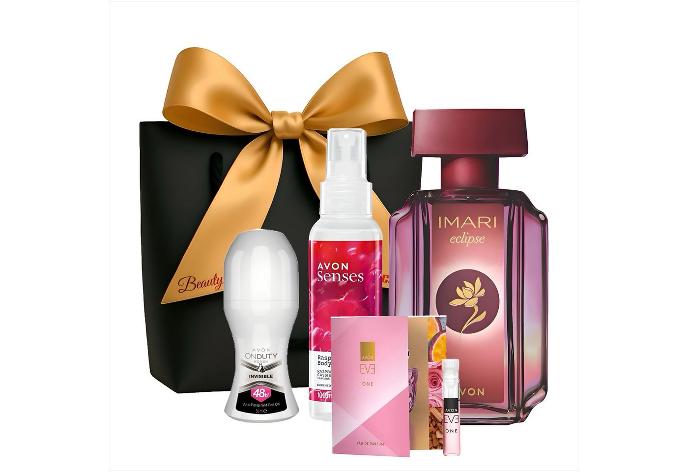 AVON Cosmetics Eau de Parfum Imari Eclipse 50 ml, Körperspray 125 ml, Deoroller Set, 5-tlg., Duftset mit sinnlichem Charakter und Geschenkverpackung AVON Cosmetics Eau de Parfum Imari Eclipse 50 ml, Körperspray 125 ml, Deoroller Set, 5-tlg., Duftset mit sinnlichem Charakter und Geschenkverpackung von AVON Cosmetics