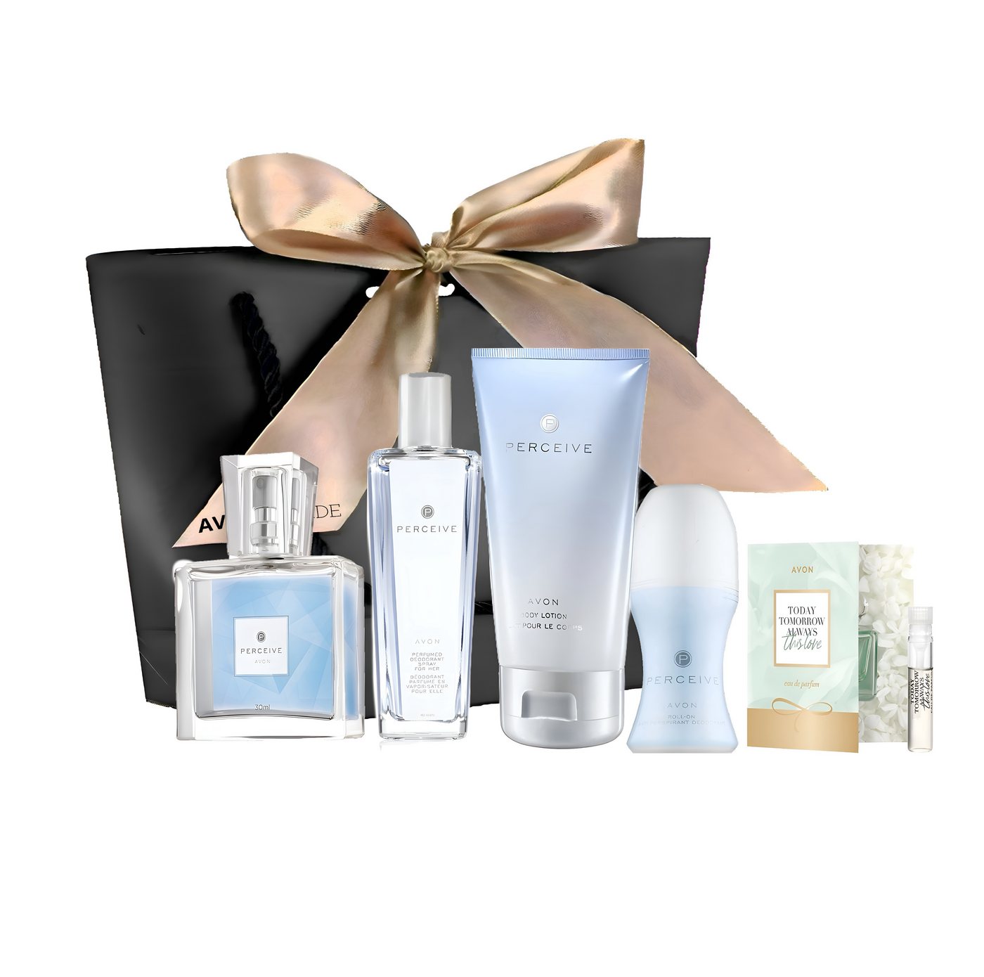AVON Cosmetics Eau de Parfum PERCEIVE 30ml Duftset, 6-tlg., Mit Duftprobe in eleganter Geschenktüte. von AVON Cosmetics