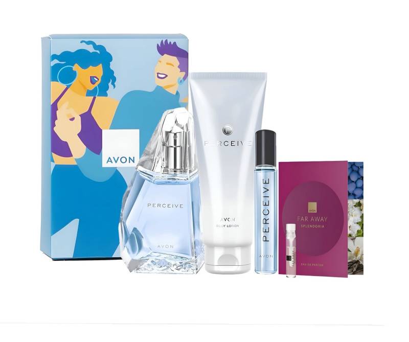 AVON Cosmetics Eau de Parfum Perceive 50 ml, Taschenspray, Korperlotion für Sie Geschenkbox 3-tlg., 3-tlg., Enthält Körperlotion, Parfum, Taschenspray in eleganten Geschenkbox. von AVON Cosmetics