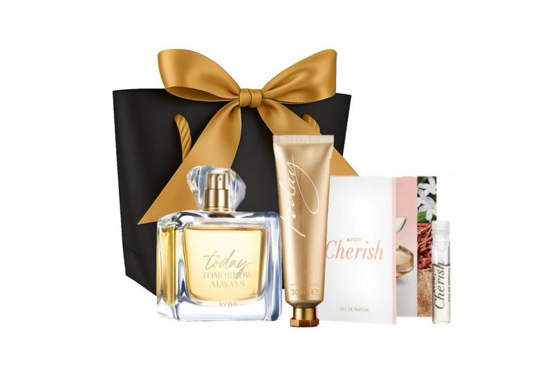 AVON Cosmetics Eau de Parfum TTA TODAY Spray 100 ml & Handcreme Set, 4-tlg., Glasflakon, Frauenduft, Geschenkset von AVON Cosmetics