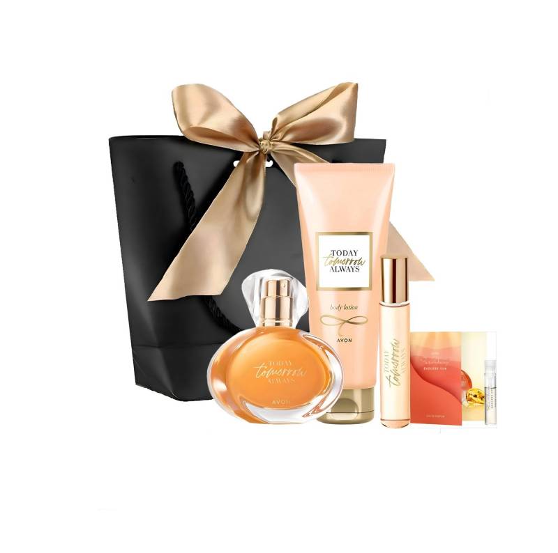 AVON Cosmetics Eau de Parfum TTA TOMORROW 50 ml Körperlotion Taschenspray Sinnliches Damen Duftset, 5-tlg., Sinnliches Duftset mit warmer Amber- und Vanillenote von AVON Cosmetics