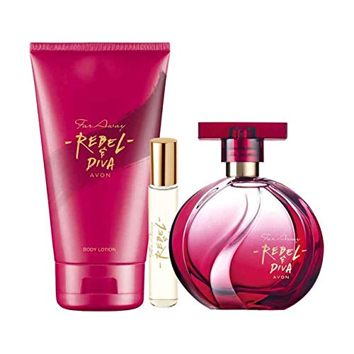 Avon Far Away Rebel & Diva Parfum-Set für Damen 3tlg. Pfeffer/Magnolie/Salzkaramel von Avon
