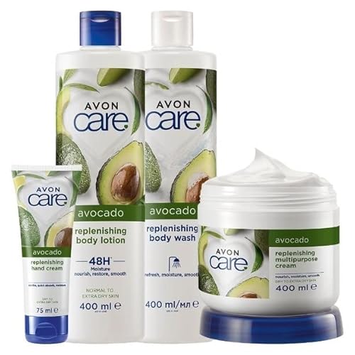 Avon Körperpflege-Set Care Avocado 4tlg. Duschgel/Bodylotion/Mehrzweckcreme/Handcreme für trockene Haut von Avon