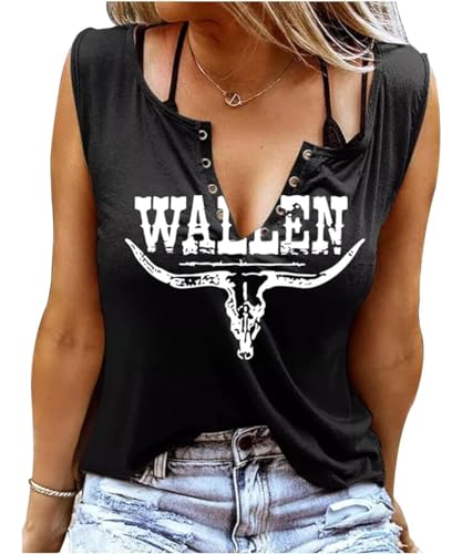 AVOZAL Damen Sommer Casual Tank Top Sexy V-Ausschnitt Ärmellose Oberteil Frauen Schwarz Locker Retro Weste Shirt Tunika Blusentop (M, Schwarz-WL) von AVOZAL