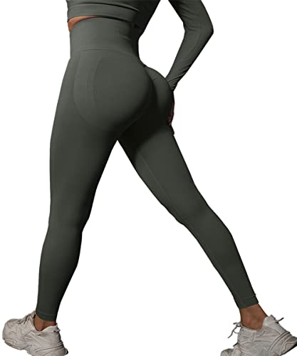 AVOZAL Sport Leggings Damen Gym Jogginghose Booty Scrunch Butt Sporthose Push Up Seamless Kompressionsleggins High Waist Yoga Leggings (L, Grau) von AVOZAL