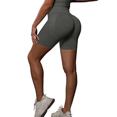 AVOZAL Sport Scrunch Butt Shorts Damen Sporthose Kurz High Waist Nahtlose Push Up Booty Gym Fitnesshose Kurz Hose Radlerhose (L, Grau) von AVOZAL