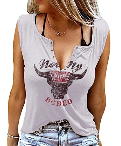 AVOZAL Tank Top Damen Sommer Sexy V-Ausschnitt Oberteil Frauen Ärmellose Weste Casual Locker T Shirt Elegant Tunika Tank Bluse Shirt (M, Grau) von AVOZAL