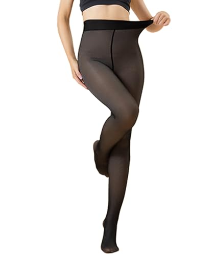 AVOZAL Thermostrumpfhosen für damen Fleece Strumpfhose Gefütterte Durchscheinend Dicke Pantyhose Strumpfhose Winter Gefälschte Warmer Leggings(80g, Schwarz) von AVOZAL