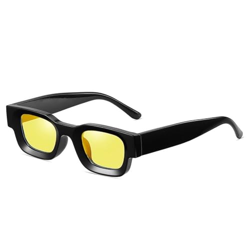 AVQXUY Beliebte Mode Kleine Quadratische Polarisierte Sonnenbrille Damen Retro Punk Shades Herren Trendy Sonnenbrille,Schwarz Gelb von AVQXUY
