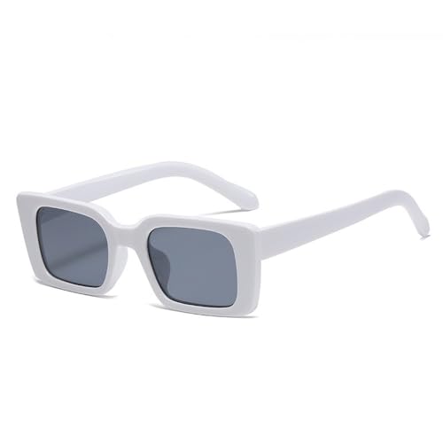 AVQXUY Beliebte Mode Kleine Rechteckige Sonnenbrille Damen Retro Leopardenmuster Herren Trendige Quadratische Sonnenbrille,Weißgrau von AVQXUY