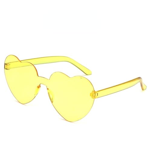 AVQXUY Damen Farben Polycarbonat Herzform Getönte Party Sonnenbrille Mädchen Vintage Farben Randlose Polarisierte Sonnenbrille,Gelb, von AVQXUY
