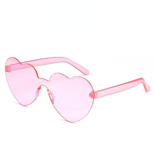 AVQXUY Damen Farben Polycarbonat Herzform Getönte Party Sonnenbrille Mädchen Vintage Farben Randlose Polarisierte Sonnenbrille,Rosa, von AVQXUY