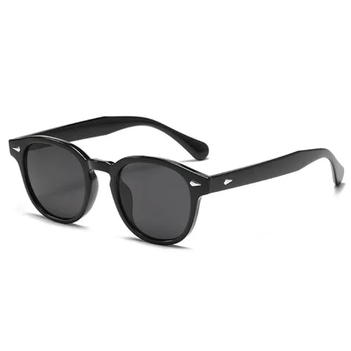 AVQXUY Retro Runde Sonnenbrille Damenmode Nieten Dekoration Shades Herren Punk Leopard Sonnenbrille,Schwarz Schwarz von AVQXUY